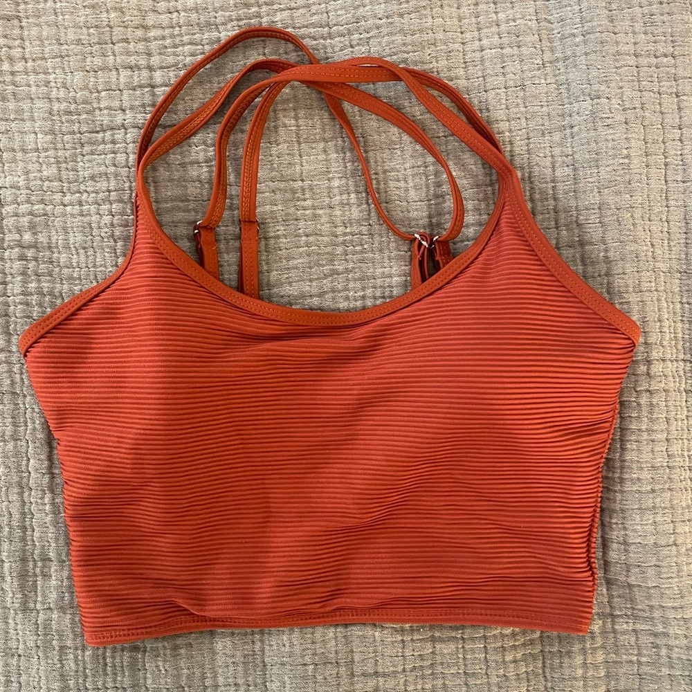 Livy & Kate Rust Orange Ribbed Swimwear Crop Top